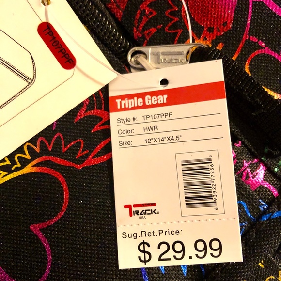 NWT Triple Gear metallic multicolor crossbody messenger bag hearts with wings - Picture 10 of 11